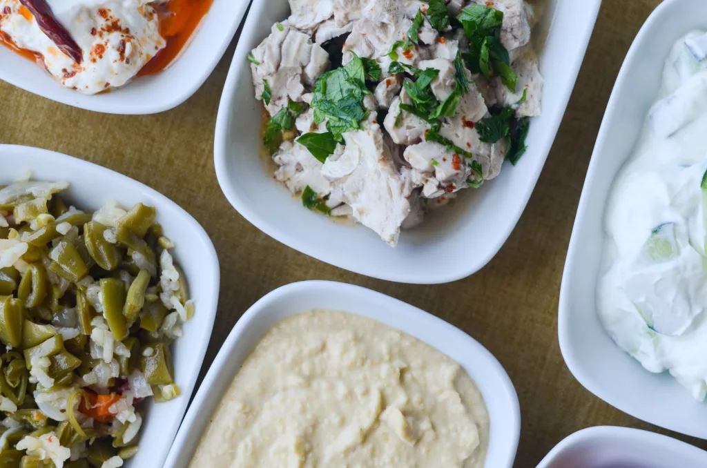 Photo of Assorted Foods on White Plates