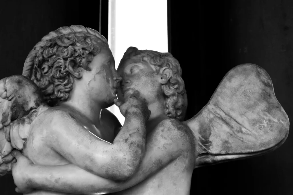 two angels kissing